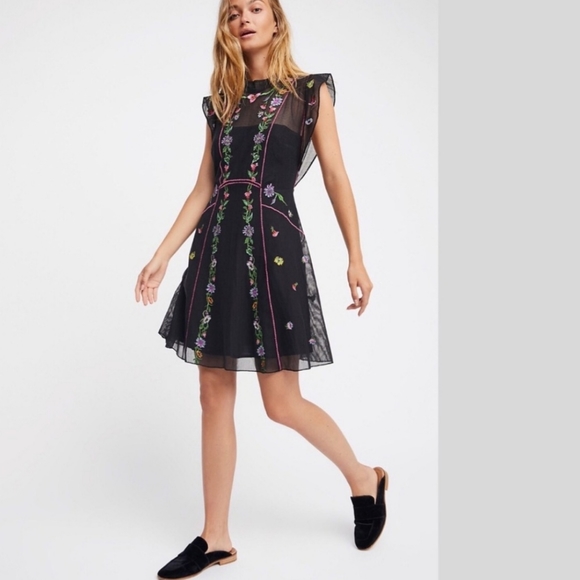Free People Ruffle Embroidered Mini Dress - Picture 2 of 9